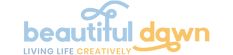 the logo for beautiful down living life creatively with an orange, blue and yellow design