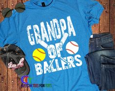 Grandpa of Ballers Sports T-shirt 4 - OUR SHIRTS PROCESS ------------------------------------ - Our Shirts are Made to order - We Print directly onto your shirt with a top of the line direct to garment printer - within 1 hour of purchase your order is started and individually printed digitally with Eco-friendly water based dyes. - The dyes embed themselves in the fabric retaining the soft feel. - These are NOT an iron-on transfers - Our Preferred Shirts are High quality 100% Preshrunk Cotton - a Casual Tops For Game Day On Father's Day, Casual T-shirt For Game Day, Grandparents Sports Shirt, Casual T-shirt For Game Day On Father's Day, Baseball Grandpa Shirt, Casual Sports T-shirt For Father's Day, Baseball Season Fan Apparel T-shirt With Moisture-wicking, Customizable Baseball Fan Apparel T-shirt, Casual T-shirt With Sublimation Print For Father's Day