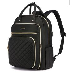 The M Backpack For Women Is Made From Durable, Water-Resistant Material And Features A Solid Black Exterior. It Has An Extra-Large Size With Dimensions Of 16 Inches In Height, 12 Inches In Width, And 7 Inches In Depth. The Backpack Includes Double Handles, A Double Zipper Closure, And Silver Metal Hardware. It Is Equipped With Multiple Compartments, A Dedicated Laptop Compartment, Padded And Breathable Straps, And A Side Napkin Pocket. The Bag Also Has A Usb Charging Port. Suitable For Business, Business Teacher, Large Backpack Travel, Laptop Backpack Women, Commuter Backpack, Work Backpack, Nurse Bag, Rucksack Bag, Stylish Purse, Computer Backpack