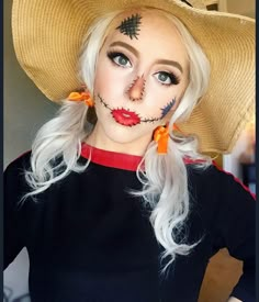 See this Instagram photo by @glamjessie • 193 likes Pelottava Halloween, Scarecrow Makeup, Cute Halloween Makeup, Halloween Makeup Diy, Halloween Makeup Scary, Halloween Costumes Makeup, Halloween Makeup Looks