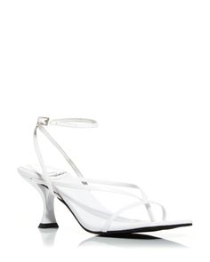 Jeffrey Campbell Women's Strappy High-Heel Sandals White Ankle Strap Sandals For Cocktail, Cocktail Sandals With Heel Loop And Low Heel, White Sandals For Cocktail Spring Events, White Cocktail Sandals For Spring, Galaxy Converse, Galaxy Vans, Strappy High Heels Sandals, White Sandals Heels, Strappy High Heels