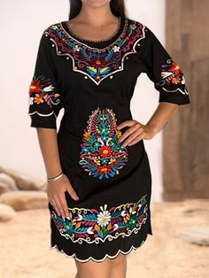 Product Title :Ethnic Lace V Neck Shirt Product Measurements cm Size US Waist Bust Hip S 6-8 70-74 88-92 96-100 M 10 75-78 93-96 101-104 L 12 79-84 97-102 105-110 XL 14 85-90 103-108 111-116 XXL 16 91-96 109-114 117-122 Product Details Decoration/Process:Lace Clothes Length:Regular Sleeve Length:Half sleeve Edition type:Loose Elasticity:Micro-Elasticity Silhouette:H-Line Thickness:Regular Size Type:Regular Size Material:Polyester Neckline:V neck Activity:Daily Pattern:Ethnic Theme:Summer Style:E Black Leather Pants, Lace Outfit, Ethnic Dress, Easter Outfit, Summer Dress Outfits, Clothes Women, Mexican Style, Ethnic Style, Types Of Dresses