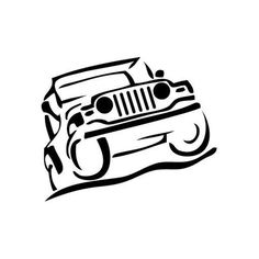 a black and white drawing of a jeep