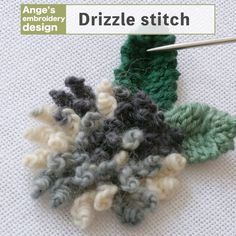 an image of crocheted leaves on the cover of knitting book, drizzle stitch