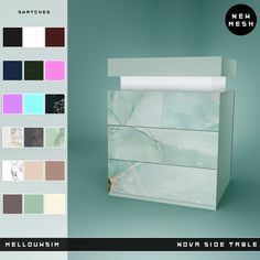 an image of a marble dresser with different colors