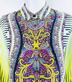 For Sale on 1stDibs - Beautiful never worn women’s ETRO early 2000s Y2K colorful paisley print long sleeve silk shirt blouse ! Features paisley prints in vibrant colors of purple, 2000s Women, Y2k Colorful, Silk Shirt Blouses, Early 2000s, Silk Shirt, Silk Blouse, Paisley Print, Vintage Clothing, Paisley