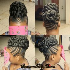 Large Braid Updo, Flat Twists Into A Low Bun, Braid Updo Hairstyles, Braided Updo Black Hair, Formal Braided Updo Black Hair, Flower Girl Hairstyles Updo, Afro Crochet, Black Braided Updo, Diagonal Braid Updo