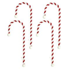 three candy canes with white and red stripes