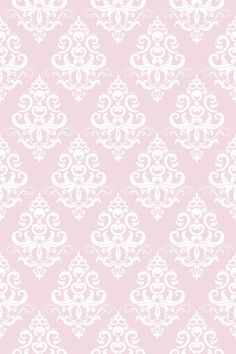 a pink and white wallpaper with an ornate design