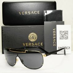 These Are Brand New! 100% Authentic! Comes With Case, Card, And Paperwork. Beautiful! As Always Reasonable Offers Are Accepted. Luxury Black Aviator Shield Sunglasses, Luxury Black Aviator Sunglasses With Uva Protection, Designer Black Aviator Sunglasses, Mens Visor, Black Shield, Black Gold Sunglasses, Visor Sunglasses, New Sunglasses, Versace Accessories