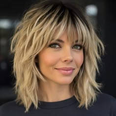 Pseudo Shag Bob Women’s Short Layered Haircuts, Shag Hairstyles Medium With Bangs, Modern Day Shag Haircut, Medium Length Shag With Bangs, Hairstyles For Heavy Women, Blonde Shag Haircut, Shaggy Layered Hairstyles, Medium Shaggy Haircuts