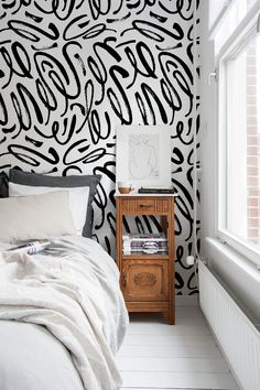 Removable Abastract Line Self-Adhesive Mural Wallpaper FL2010 - Self Adhesive Wallpaper | Peel & Stick | Home Decor Chevron Wallpaper, Pantry Doors, Downstairs Toilet, Mountain Wall, Tropical Wallpaper, Wallpaper Peel And Stick, Smooth Walls, Black And White Wallpaper, Wallpaper Size