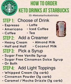 the instructions for how to order keto drinks at starbucks