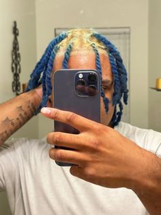 #dreadstyles #dyed #bluedreads #blackheads Dyed Afro, Mens Twists, Blue Dreads, Loc Ideas, Mens Twists Hairstyles, Twists Hairstyles, Dread Locks