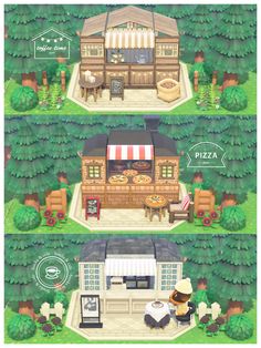 an illustrated map shows the different types of food and drink options in each section of the house