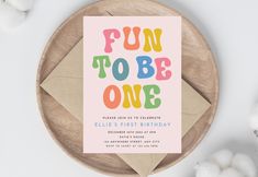 a birthday card with the words fun to be one on it