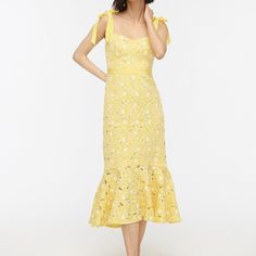 Reposhing This Item I Purchased From @Ilonaluvsfrida. Loved It, But It Was Too Big On Me. Questions? Leave A Comment Below! Formal Dress Yellow, Midi Formal Dress, Dress With Flounce, Eyelet Midi Dress, Casual Outfit Inspiration, Yellow Midi Dress, Womens Fashion Inspiration, Dress Shirt Sleeves, Dress Yellow