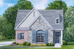 this is an artist's rendering of the front elevation of these small house plans