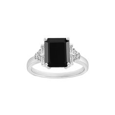 This classic and chic onyx ring features white topaz accents, and is sure to make a statement.Click on this JEWELRY & WATCHES GUIDE to learn about fit, styles, materials and more! This classic and chic onyx ring features white topaz accents, and is sure to make a statement.Click on this JEWELRY & WATCHES GUIDE to learn about fit, styles, materials and more! Nickel free Metal: sterling silver Plating: rhodium Packaging: boxed Width: 10mm Finish: polishedSTONE DETAILS Stone type: onyx, white topaz Formal Black Rings With Gemstone Accents, Classic Jewelry With Gemstone Accents For Evening, Classic Evening Jewelry With Gemstone Accents, Modern Formal Rings With Gemstone Accents, Elegant Black Rings With Gemstone Accents, Elegant Onyx Diamond Ring For Formal Occasions, Black Rings With Gemstone Accents, Classic Silver Diamond Ring With Gemstone Accents, Elegant Onyx Rings With Diamond Accents