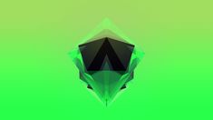 an abstract green and black background with the shape of a triangular object in the center