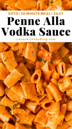 a plate full of penne alla vodka sauce