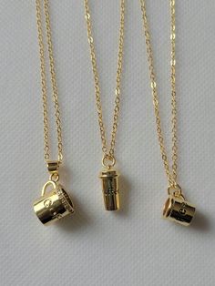 18K gold plated coffee mugs on a  Flat 1.8mm gold plated chain.  Lightweight and high polish Necklaces.  Tarnish resistant and hypoallergenic.  Easy to style. These are a perfect gift for coffee lovers! Coffee Stamps, Coffee Lover Gifts, Gold Plated Chains, Coffee Lovers, Coffee Lover, Charm Necklace, Porter, Statement Necklace, 18k Gold