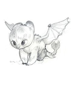 a drawing of a baby dragon crawling on the ground with its wings spread out and eyes wide open