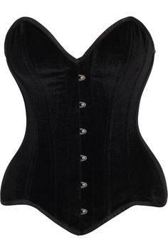 Overbust corset made of velvet fabric Front Busk Closure 10 Spiral Steel boned with 4 Flat steel bones Ribbon tie closure at back for cinching Privacy Panel Lined Hand Wash