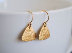 DAINTY TRIANGLE gold brass EARRINGS Adjustable Gold Triangle Earrings, Wire Fish, Big Jewelry, Fish Hooks, Hammered Brass, Sherman Oaks, Lightweight Earrings, Green Agate, Gold Brass