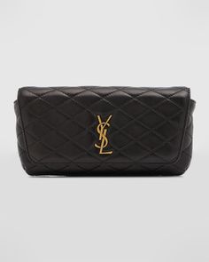 Get free shipping on Saint Laurent YSL Quilted Leather Chain Phone Holder at Neiman Marcus. Shop the latest luxury fashions from top designers. Ysl Crossbody, Ysl Crossbody Bag, Chic Phone Case, Ysl Saint Laurent, Ysl Logo, Bronze Hardware, Wallet Chain, Womens Crossbody Bag, Quilted Leather