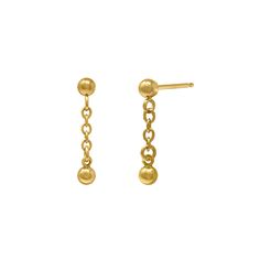 Ball stud earrings with chain. Materials14k gold filledDimensions3mm stud and .5'' in total length