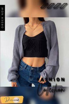 Korean Fashion Women Loose Short Knitted Cardigan Sweater Fall Harajuku Lantern Sleeve Y2k Clothes Female Vintage Crop Top Casual Long Sleeve Knit Shrug, Trendy Long Sleeve Knit Shrug, Casual Long Sleeve Knitted Shrug, Casual V-neck Fall Shrug, Casual V-neck Shrug For Fall, Casual Knitted Shrug For Fall, Short Knitted Cardigan, Knitted Cardigan Sweater, Vintage Crop Tops