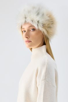 With its structured construction and cossack hat style design, the Natasha Hat in Snow Leopard is a go-to accessory this season and next. Pair it with the Wild Dream Jacket for a matching fit. - Model is wearing the One-Size Beige Winter Hat With Flat Brim, Winter Cloche Hat With Flat Brim, One Size, Winter Flat Brim Cloche Hat, White Winter Beret Cap, White Winter Beret, Winter Brimmed Beret One Size Fits Most, Fur Wrap Wedding, Cossack Hat, Cape Jacket