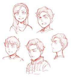 some sketches of people with different facial expressions