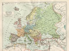 an old map shows europe and the middle east