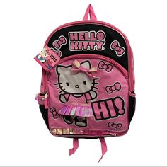 Hello Kitty Backpack! Hello Kitty Is Wearing A Pleated Ruffle Skirt And Pink Bow. There Is Ruffled Trim Along The Bottom. Cute Hello Kitty Print Backpack For School Year End, Pink Hello Kitty Backpack For End Of School Year, Cute Hello Kitty Backpack For Back To School, Cute Hello Kitty Backpack For End Of School Year, End Of School Year Pink Hello Kitty Backpack, Cute Hello Kitty School Backpack, End Of School Year Hello Kitty Pink Backpack, Pink Hello Kitty School Backpack, Pink Hello Kitty Backpack For Back To School