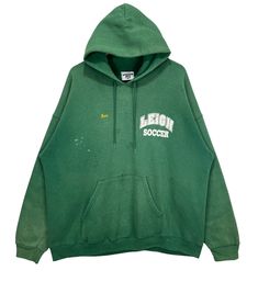 Vintage Lee College University Leigh Soccer Name Ken Pullover Hoodie Sweatshirt Green  Size 2XL * Made in : Made in USA * Size on Tag : 2XL * Manual Measurement (inch) : Chest 27, Length 28, Shoulder 29, Sleeve 22, Hem 24. * Recommended for Size : 2XL * Material : Cotton, Polyester. * Colour : Green with Yellow and White print. * Condition : Very Worn  * See photos for details. 4203 Green Hoodie With Drawstring For Sports Season, Vintage Green Hooded Hoodie, Vintage Green Long Sleeve Hoodie, Oversized Green Sports Hoodie, Oversized Green Hoodie For Sports, Green Oversized Hoodie For Sports, Green Hooded Top For College, Green Hoodie Sweatshirt For Sports Season, Green Hooded Sweatshirt For College