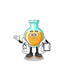 cartoon character of test tube dressed as a doctor