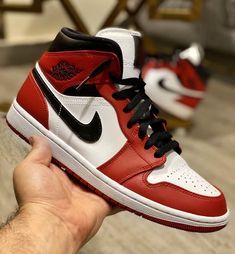 Rock these Red Black Custom Air Jordan 1s for a bold and unique look. These custom kicks combine sleek red and black design with the classic Air Jordan style, making you stand out in any crowd. Grab a pair and step up your sneaker game! Exactly as shown in the pictures. 📷 Brand New & Authentic. 💯 Hand Painted with attention to detail. 👨‍🎨 Waterproof and Flexible. ❤️ Unisex model. Please refer to the Size Chart. 👟👫 Free Worldwide Shipping. ✈️🌍 Dynamic Red Basketball Shoes For Streetwear, Red Leather Basketball Shoes For Streetwear, Red Jordan Shoes For Streetwear, University Red Mid-top Jordan Shoes For Streetwear, Dynamic Red Jordan Shoes For Streetwear, Dynamic Red High-top Basketball Shoes, Red Low-top Jordan Shoes For Streetwear, Red Urban Custom Sneakers For Sports, Red Urban Style Custom Sneakers For Sports