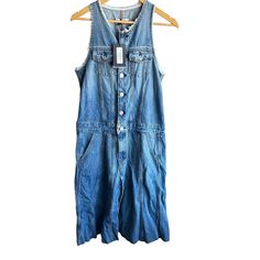 Re/Done Denim Trucker Dress Womens Size S Blue Sleeveless Button Up Raw Edge Nwt Size: S Condition: New With Tags Gender: Women's Material: Cotton Blend Sleeveless Denim Blue Vest With Buttons, Sleeveless Denim Vest With Buttons, Summer Denim Blue Vest With Snap Buttons, Summer Denim Vest With Snap Buttons, Blue Denim Jumpsuit With Buttons For Spring, Spring Blue Denim Jumpsuit With Buttons, Summer Medium Wash Denim Vest With Snap Buttons, Light Wash Sleeveless Denim Jumpsuit, Denim Blue Sleeveless Vest With Button Closure