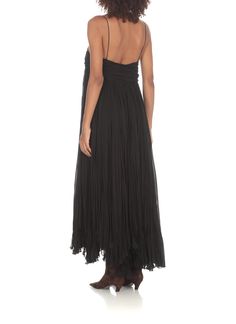 - Black Kaithe silk dress for woman - Straight neckline - All-over pleats - Front draping detail - Side zip fastening - Flared hemComposition: 100% Silk Silk Ruched Pleated Evening Dress, Silk Ruched Pleated Dress For Formal Occasions, Formal Ruched Silk Pleated Dress, Silk Maxi Dress With Pleated Back For Cocktail, Silk Pleated Dress For Cocktail, Silk Pleated Dress With Folds For Cocktail, Silk Pleated Evening Dress, Silk Pleated Dress For Evening, Pleated Pre-draped Evening Maxi Dress