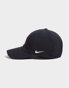 the nike cap is black and white