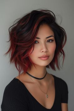 Cool Winter Red Hair, Fun Professional Hair Color, Red Ombre Short Hair, Edgy Blonde Hair Color Ideas, Hair Colors Short Hair, Short Hair Colors, Bold Hair Color, Rainbow Hair Color, Flat Hair