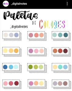 an image of the digital notes page for color palettes with different colors and shapes