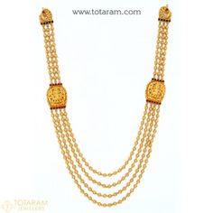 22K Gold Temple Jewellery Necklaces -Indian Gold Jewelry -Buy Online Traditional Polished Beads Necklace For Formal Occasions, Traditional Polished Bead Necklaces For Formal Occasions, Traditional Polished Bead Necklaces For Formal Events, Traditional Formal Necklaces With Polished Beads, Temple Jewelry Long Necklace With Polished Beads, Long Temple Jewelry Necklace With Polished Beads, Temple Jewelry Style Pendant With Polished Beads, Temple Jewelry Style Pendant Necklace With Polished Beads, Temple Jewelry Pendant Necklace With Polished Beads