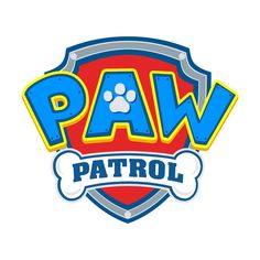 the paw patrol logo with a dog's paw and bones on top of it