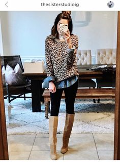 Cheetah Sweater Outfit, Jean Styles, Sister Studio, Leopard Outfits