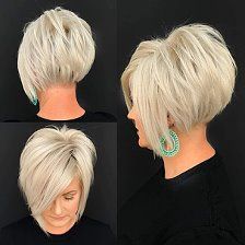 Medium Hair Length Styles Updo, Short Blonde Hair Color Ideas For Summer Choppy Bobs, Inverted Bob With Layers And Bangs, Short Messy Hair Women, Stacked Angled Bob Haircut For Fine Hair, A Line Bob Short Stacked, Grey Bob Hairstyles Over 50, Inverted Bob Short