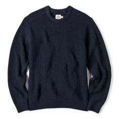 The zero-itch sweater, suitable for (almost) every season Relaxed Fit Ribbed Crew Neck Outerwear, Cozy Crew Neck Sweater With Double-needle Sleeve, Winter Cotton Sweater With Double-needle Sleeve, Everyday Winter Crew Sweater, Ribbed Crew Tops For Winter, Crew Neck Knit Sweater For Layering, Crewneck Sweater, Recycled Cotton, Crew Neck Sweater