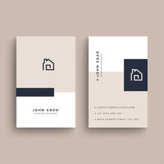 two sided business card with a house icon on the front and back, both in black and white